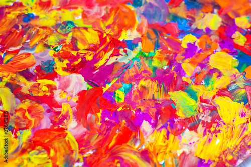 Abstraction painted with multicolored gouache. Drawing with your fingers.