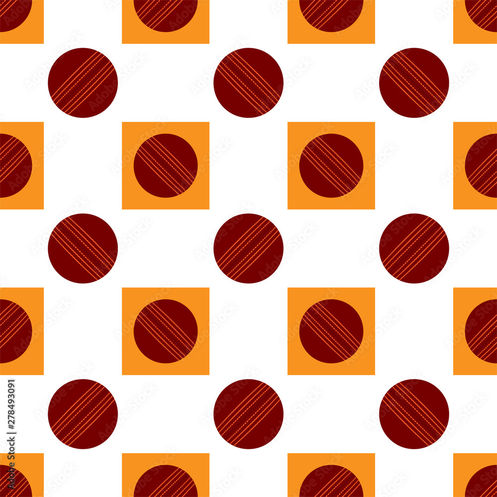 Cricket Ball Icon Seamless Pattern, Leather Cricket Ball Cricket Ball Icon Seamless Pattern, Leather Cricket Ball