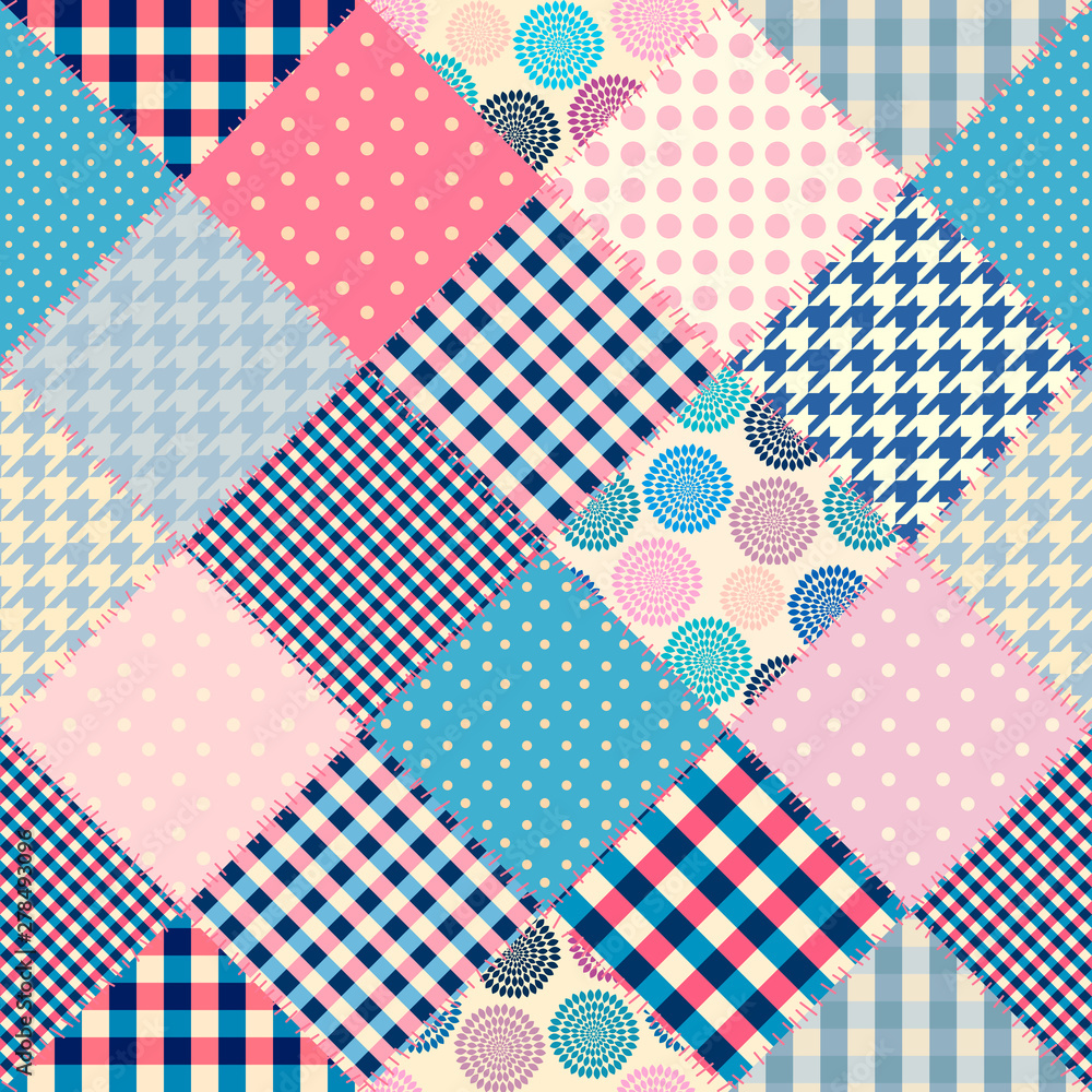 Patchwork textile pattern. Seamless quilting design background. Patchwork textile pattern. Seamless quilting design background.