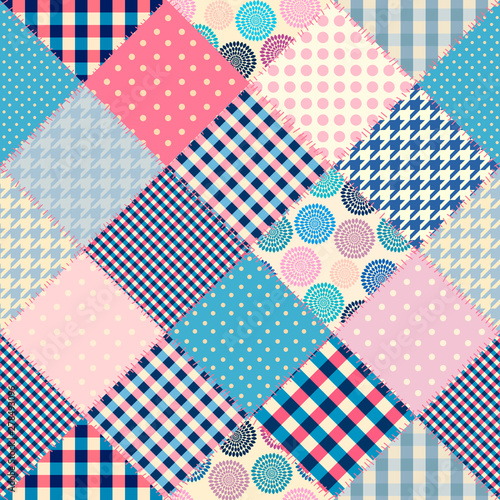 Patchwork textile pattern. Seamless quilting design background.