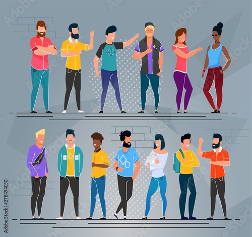 Multi-Ethnic People Freelancers Cartoon Group Set