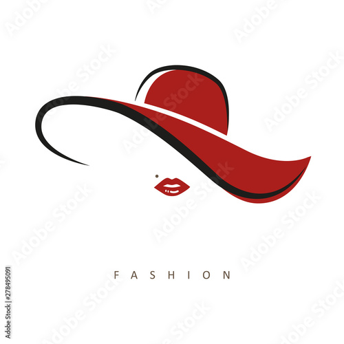 stylized woman with red hat and red lips vector illustration EPS10 photo