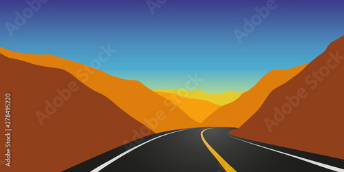 highway mountain road autumn landscape vector illustration EPS10