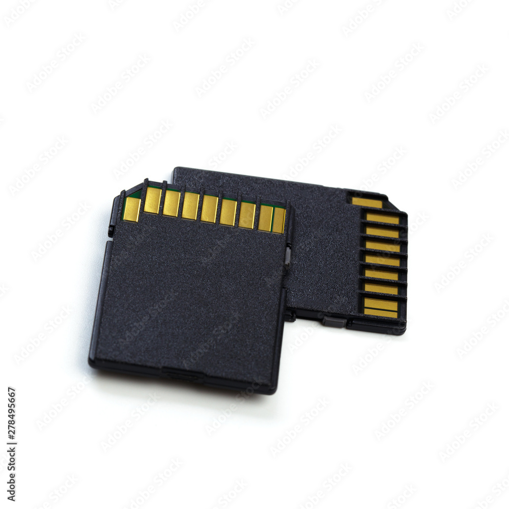 SD memory card isolated on white background. SD memory card isolated on white background.