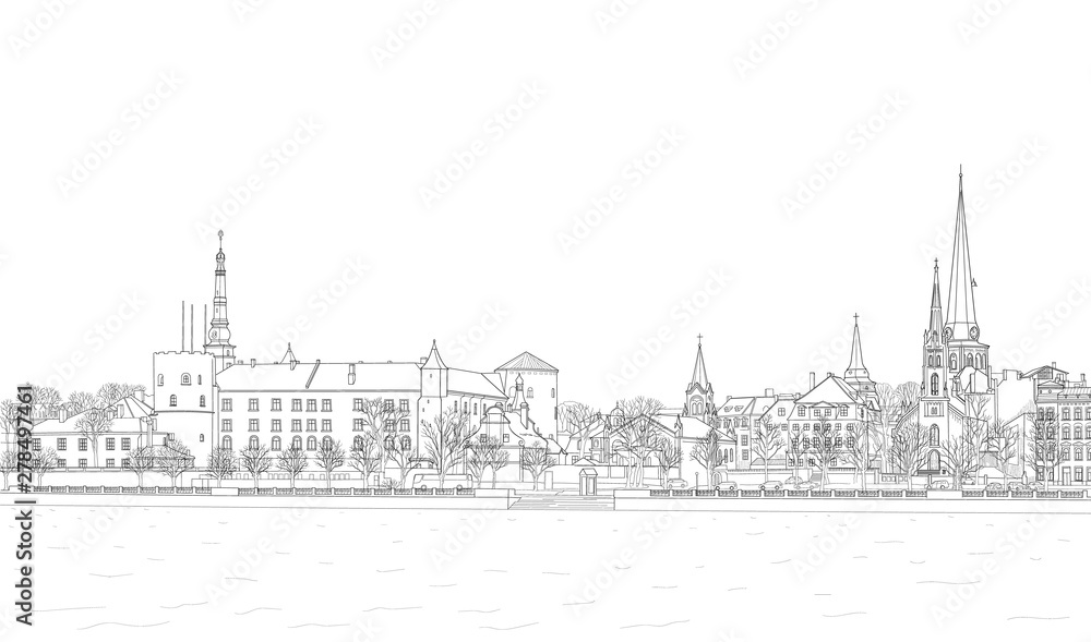 sketch of the Daugava Embankment