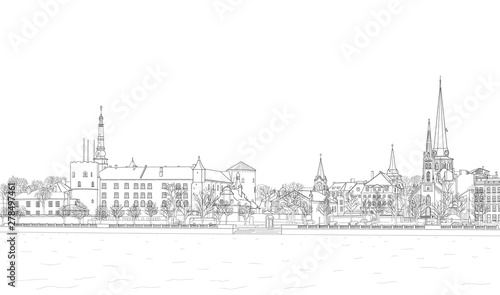 sketch of the Daugava Embankment