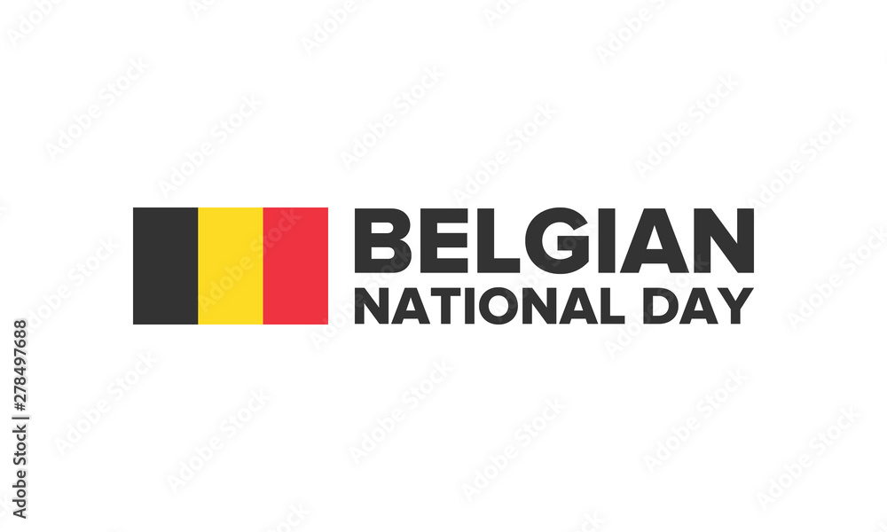 Fototapeta premium Belgian National Day. Belgium Independence day. Annual holiday in Belgium, celebrated in Jule 21. Patriotic design. Poster, greeting card, banner and background. Vector illustration
