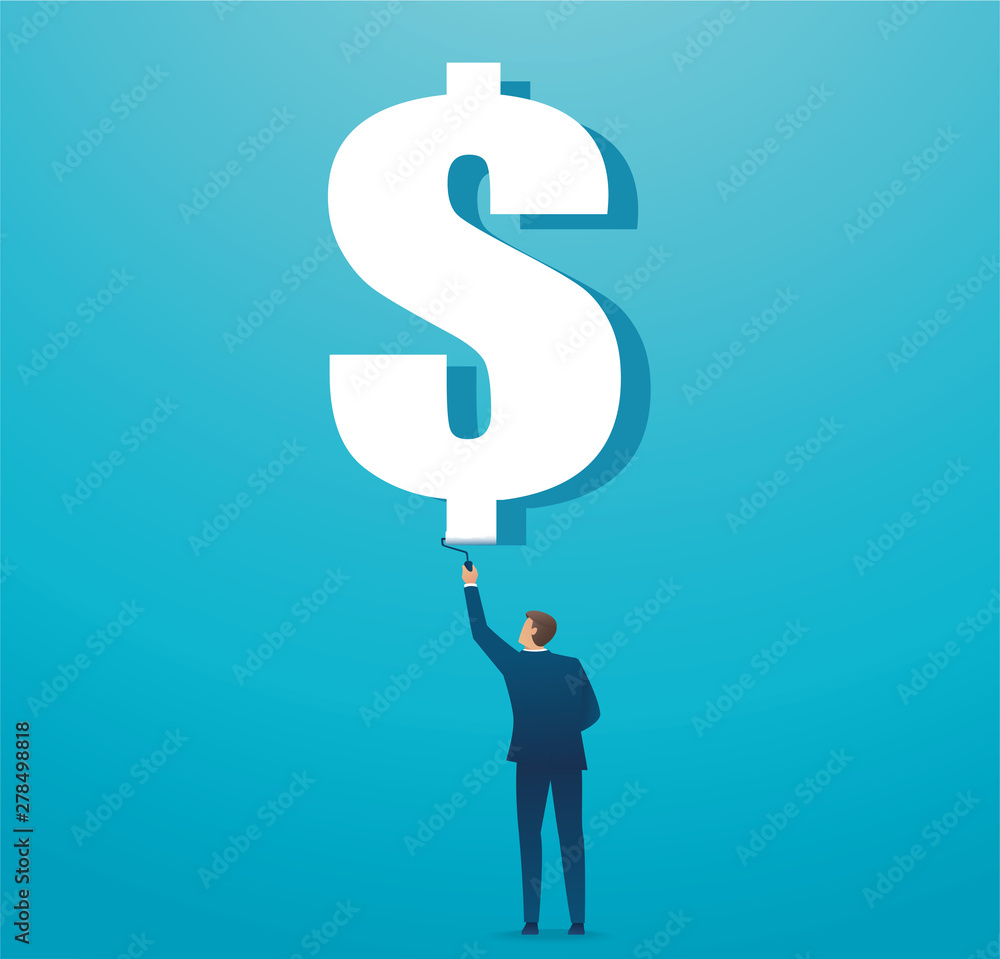 man painted dollar icon business concept. vector illustration EPS10