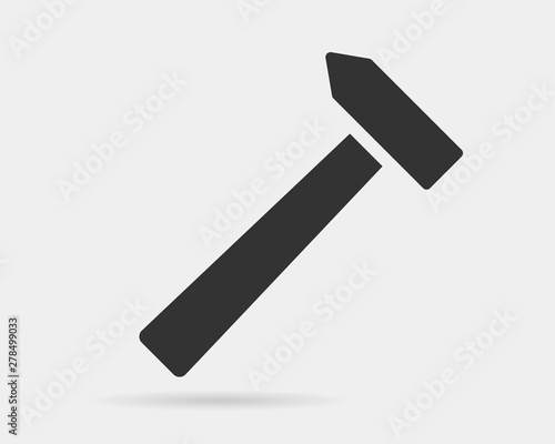 Hammer icon vector black and white silhouette. Tool symbol isolated on background.
