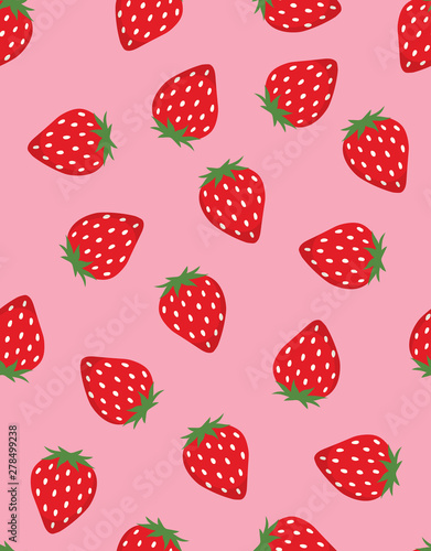 seamless pattern of red strawberries