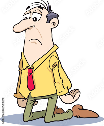 Businessman pray on his knees 