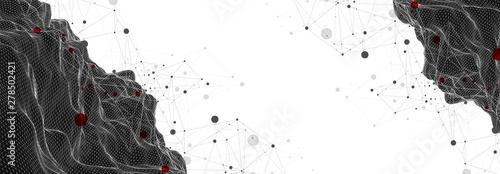 Wireframe background with plexus effect. Futuristic vector illustration.