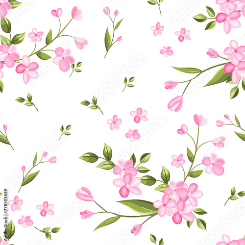 beautiful seamless pattern flowers and leaves