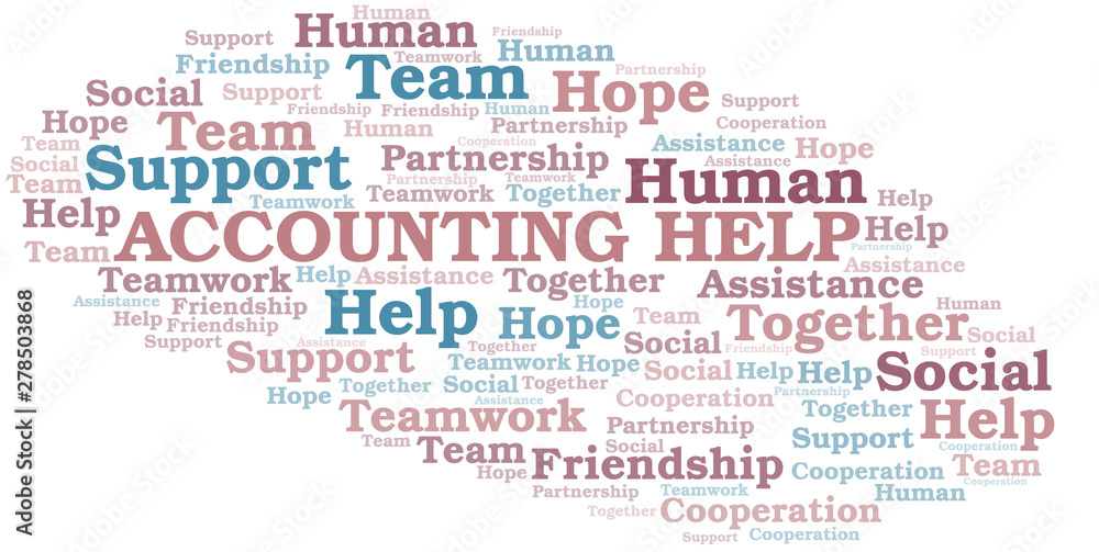Fototapeta premium Accounting Help word cloud. Vector made with text only.