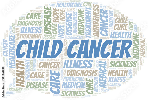 Child Cancer word cloud. Vector made with text only.