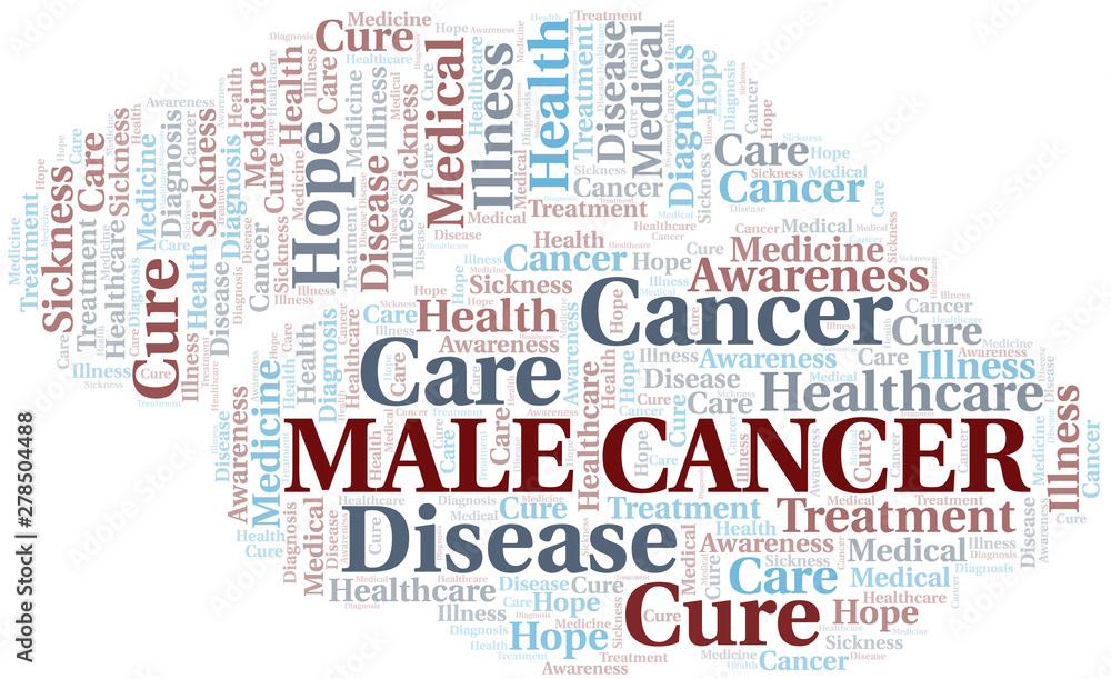 Male Cancer word cloud. Vector made with text only.