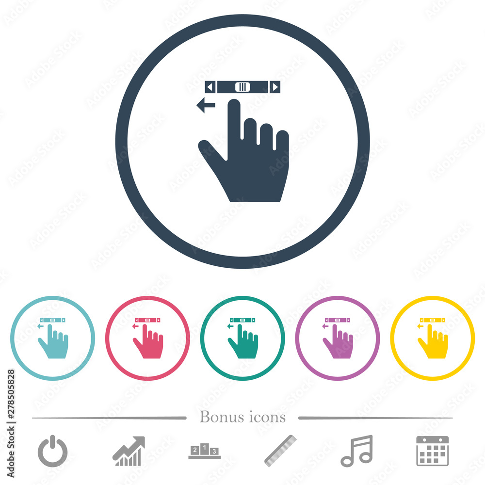 right handed scroll left gesture flat color icons in round outlines