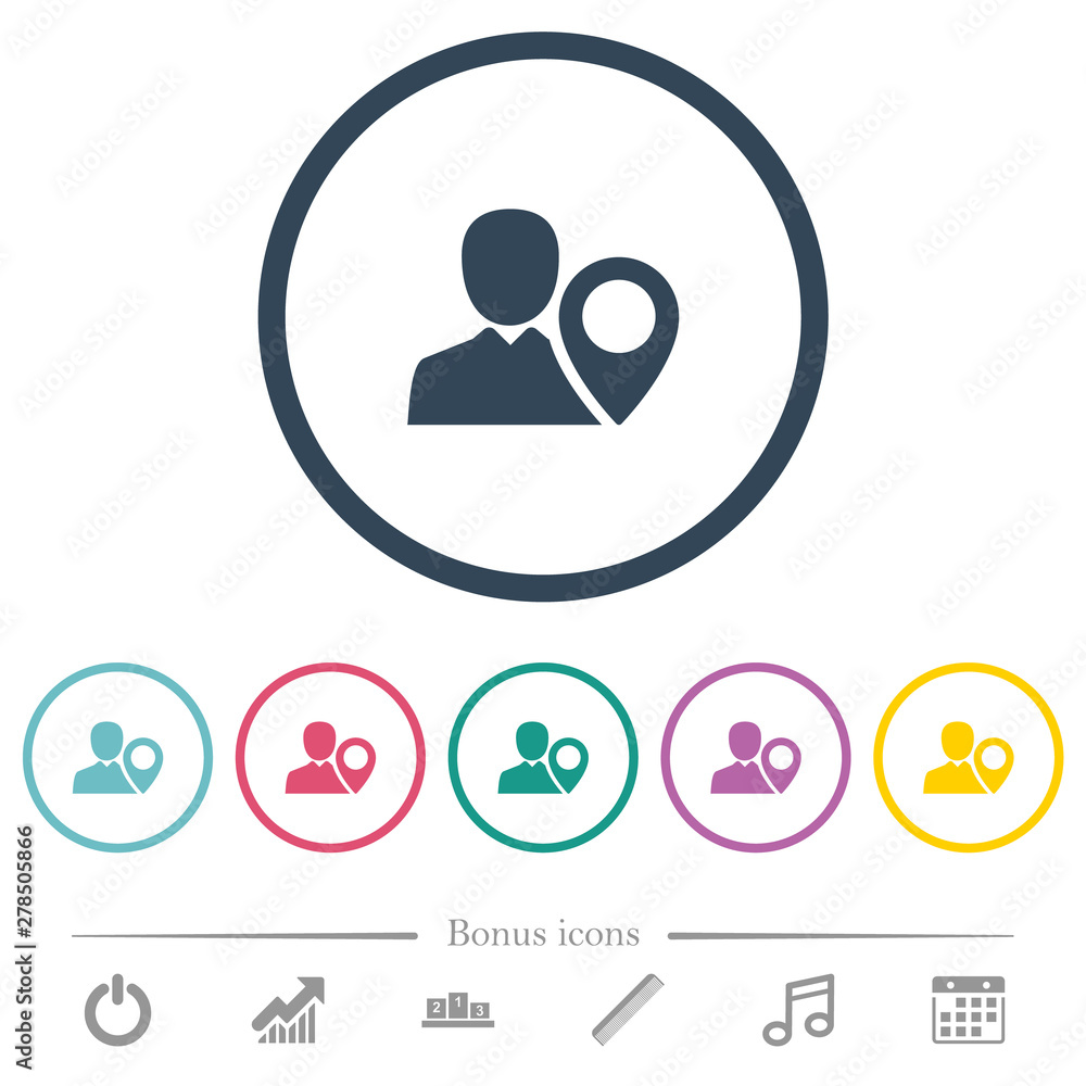 User location flat color icons in round outlines User location flat color icons in round outlines