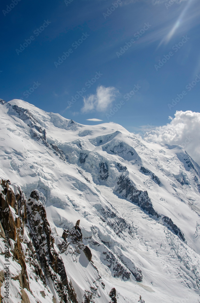 Beautiful mountains and snow peaks. Mont Blanc. Chamonix. France