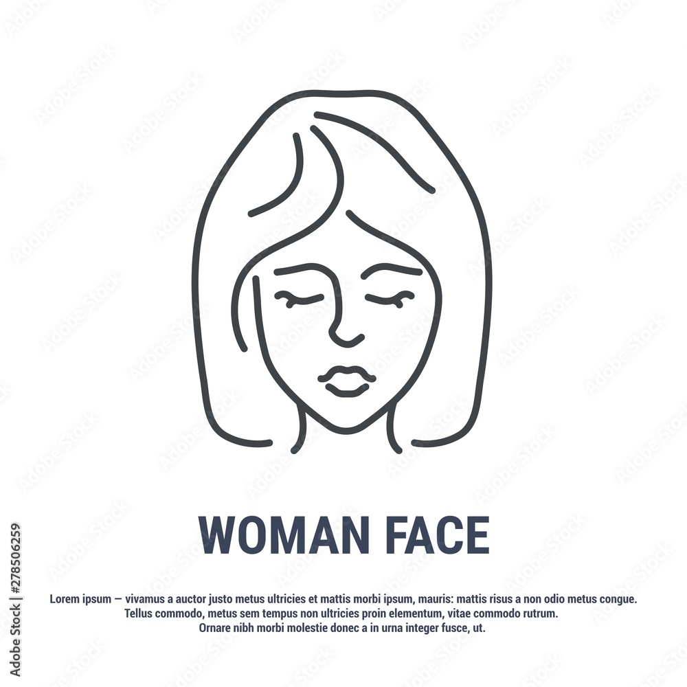 Vector icon. Line design. Female face. Anatomical structure of man. Disease and treatment. Symbol, element, sign, logo, emblem. Concept illustration. Vector icon. Line design. Female face. Anatomical structure of man. Disease and treatment. Symbol, element, sign, logo, emblem. Concept illustration.