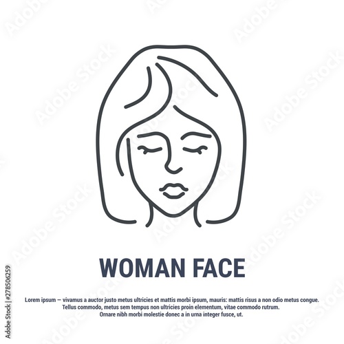 Vector icon. Line design. Female face. Anatomical structure of man. Disease and treatment. Symbol, element, sign, logo, emblem. Concept illustration.