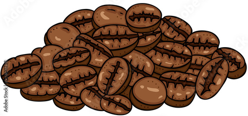 Pile of coffee beans isolated on white background