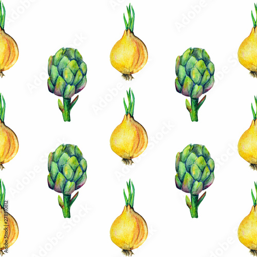 Onion plant watercolor art illustration