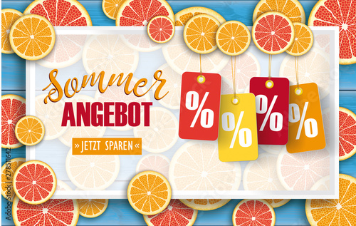 Sommer Angebot mit Preisschildern