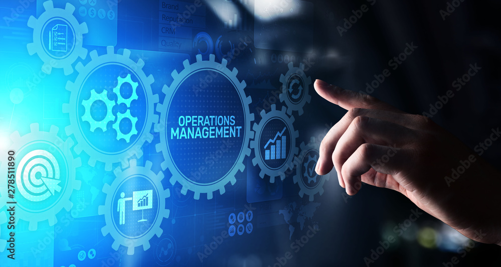 Operation management Business process control optimisation industrial technology concept.