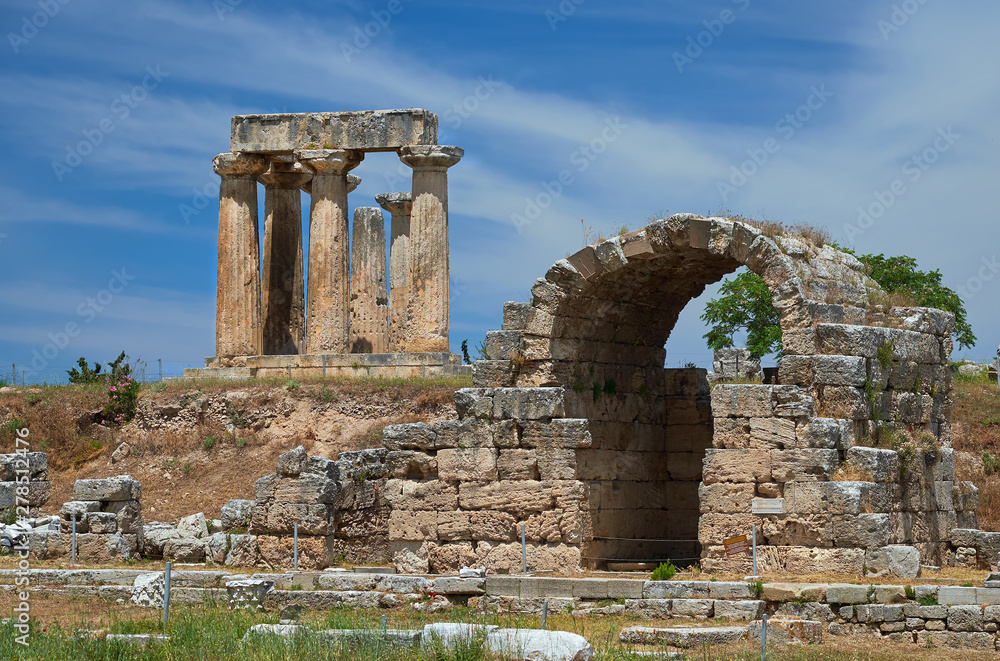 Apollon Tempel von Korinth, Griechenland, Peloponnes,	