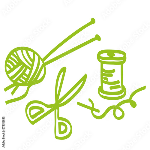 Handgezeichnetes Handarbeitszubehör in hellgrün