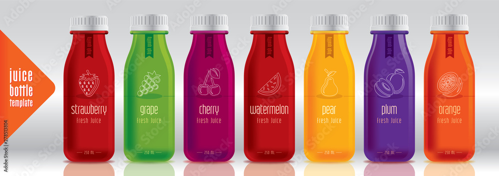 Ready design vector juice, fruit bottle set Ready design vector juice, fruit bottle set