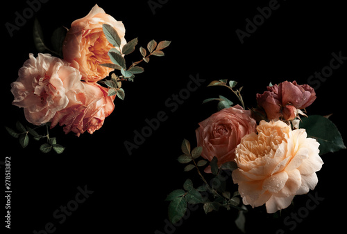 Slika na platnu Beautiful bunch of colorful roses flowers