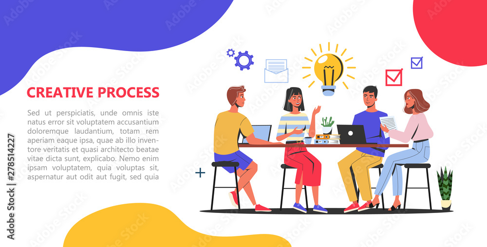 Creative process web banner concept. Business team
