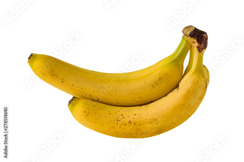 isolated bright yellow ripe bananas on a white background