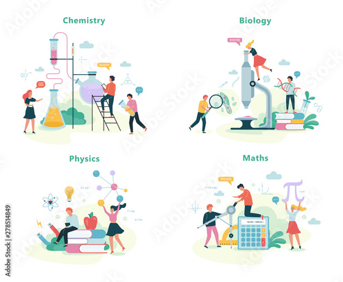School subject set. Idea of education and science