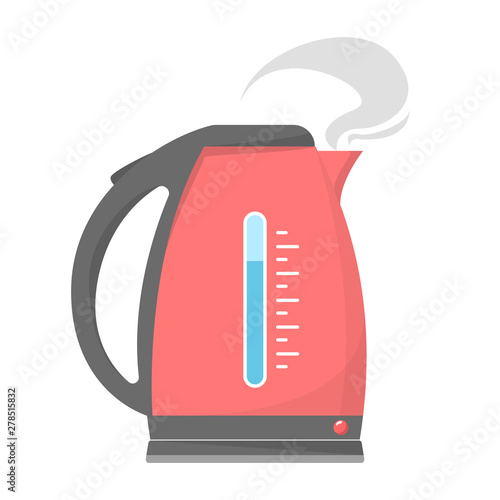 Electric red kettle. Device for boiling water at home photo