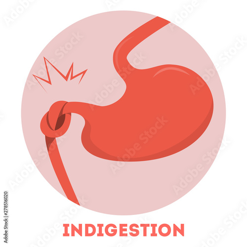 Indigestion concept. Problem with stomach, abdominal pain