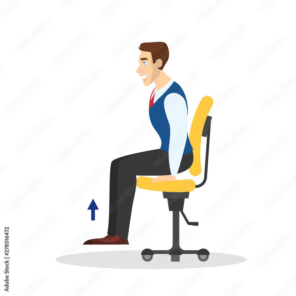 Man doing exercise for back stretch in office Man doing exercise for back stretch in office