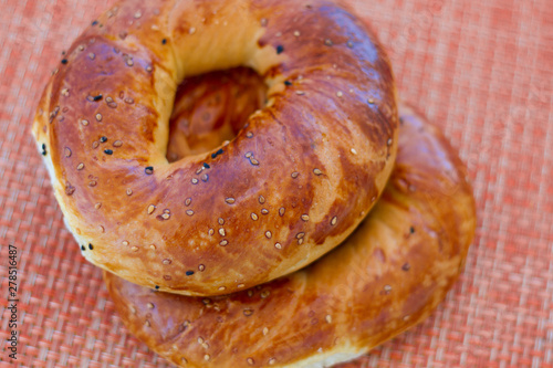 Achma bagels on the tablecloth photo