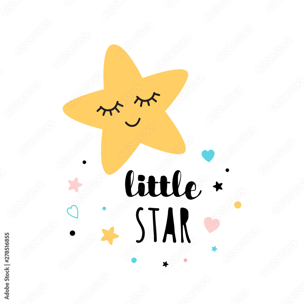 Little star text star shape print design isolated on white vector poster invitation banner baby shiower Little star text star shape print design isolated on white vector poster invitation banner baby shiower