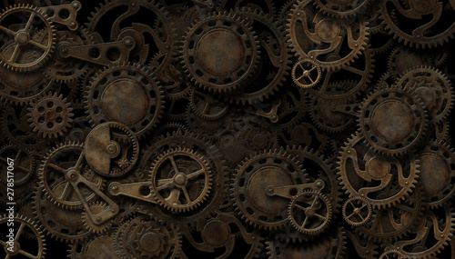 Steampunk clockwork mechanism background