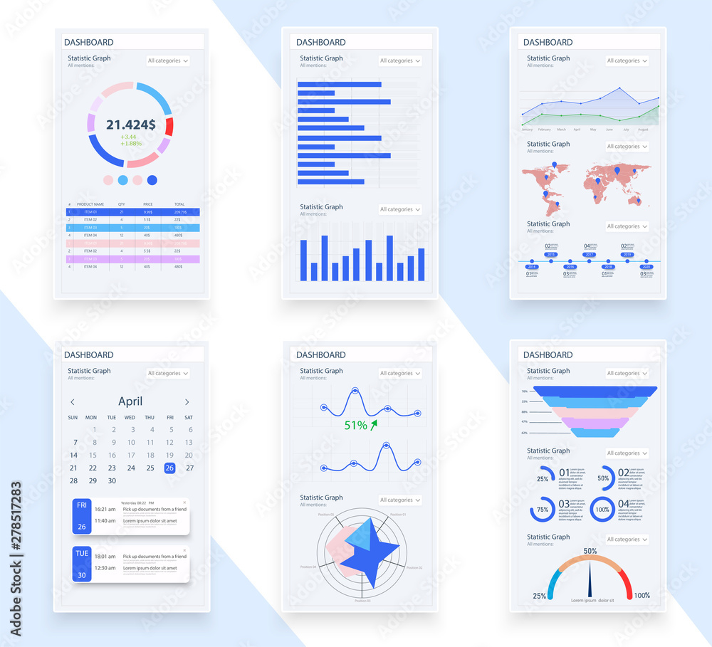 Presentation Template design. Business data graphs. Vector financial and marketing charts.	 - obrazy, fototapety, plakaty 
