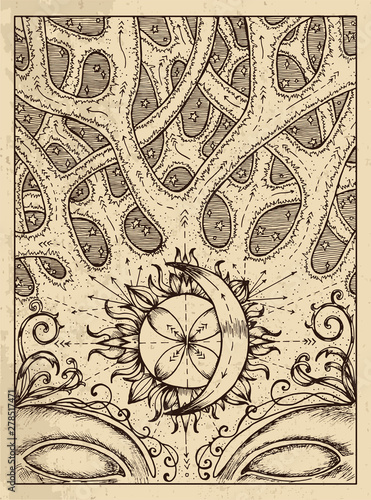 Crossroad. Mystic concept for Lenormand oracle tarot card.