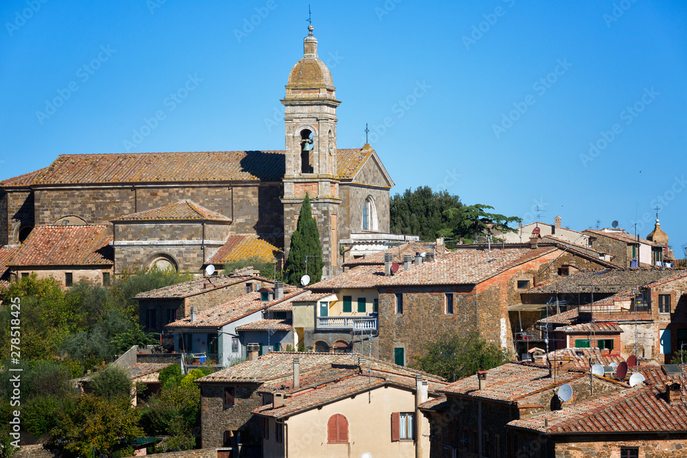 View of the medieval town of Montalcino. Tuscany, Italy