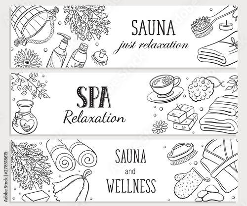 Sauna sketches poster vector illustration