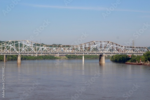 The bridges and the flowing river on a beautiful sunny day.