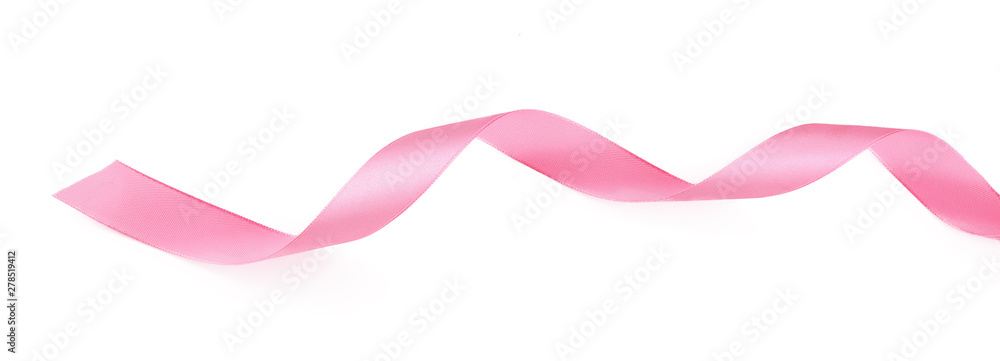 Curled pink ribbon isolated on white background Curled pink ribbon isolated on white background