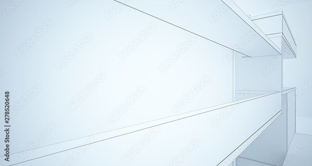 Abstract architectural white interior of a minimalist house with large windows. Drawing. 3D illustration and rendering. Abstract architectural white interior of a minimalist house with large windows. Drawing. 3D illustration and rendering.