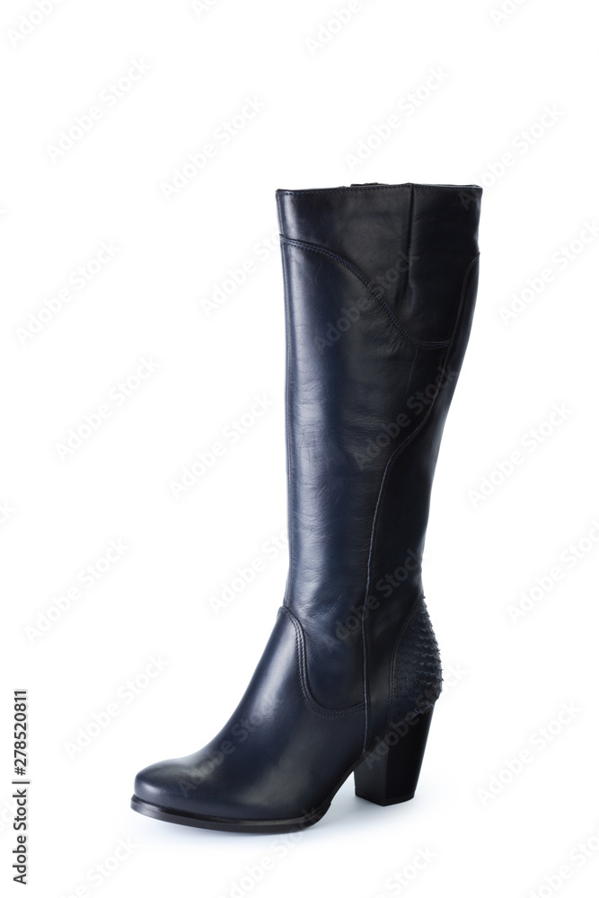 Woman high knee leather boots isolated on white background Woman high knee leather boots isolated on white background